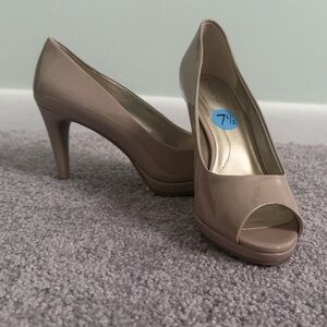 Bandolino Nude Patent Peep-Toe Pumps
